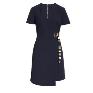 Ted Baker navy blue Asymmetrical Dress with Belt